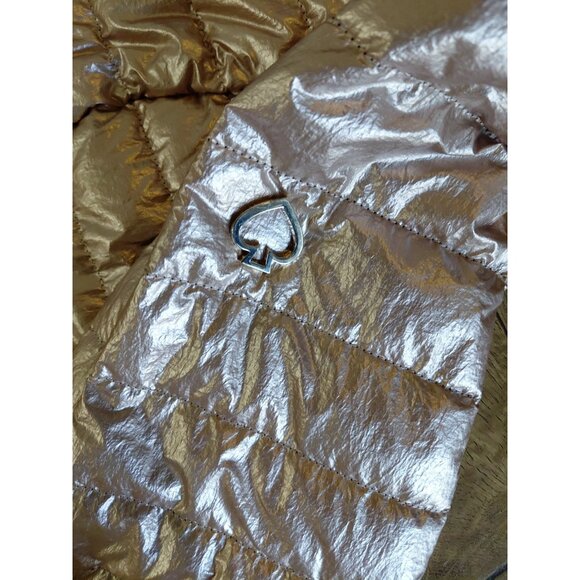 Kate Spade Rose Gold Packable Down Filled Puffer Jacket Medium Has Carry Bag - Picture 9 of 16